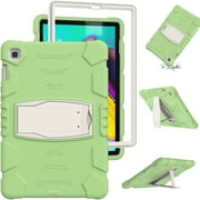 Shockproof Case for Samsung Galaxy Tab S7 FE 5G SM-T730/Galaxy Tab S7+ Plus SM-T970 12.4, Kids Friendly Heavy Duty Rugged Hybrid Protective Tablet Cover with Kickstand, Matcha Green