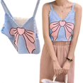 thumbnail image 2 of Womens Sexy V Neck Bowknot Knit Tops Sleeveless Cami Tank Crop Tops Spaghetti Strap Casual Streetwear apricot, 2 of 4