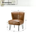 thumbnail image 5 of Classic Faux Leather Side Accent Chair Metal Base Tufted Mid-back Bedroom Living Room Camel, 5 of 8