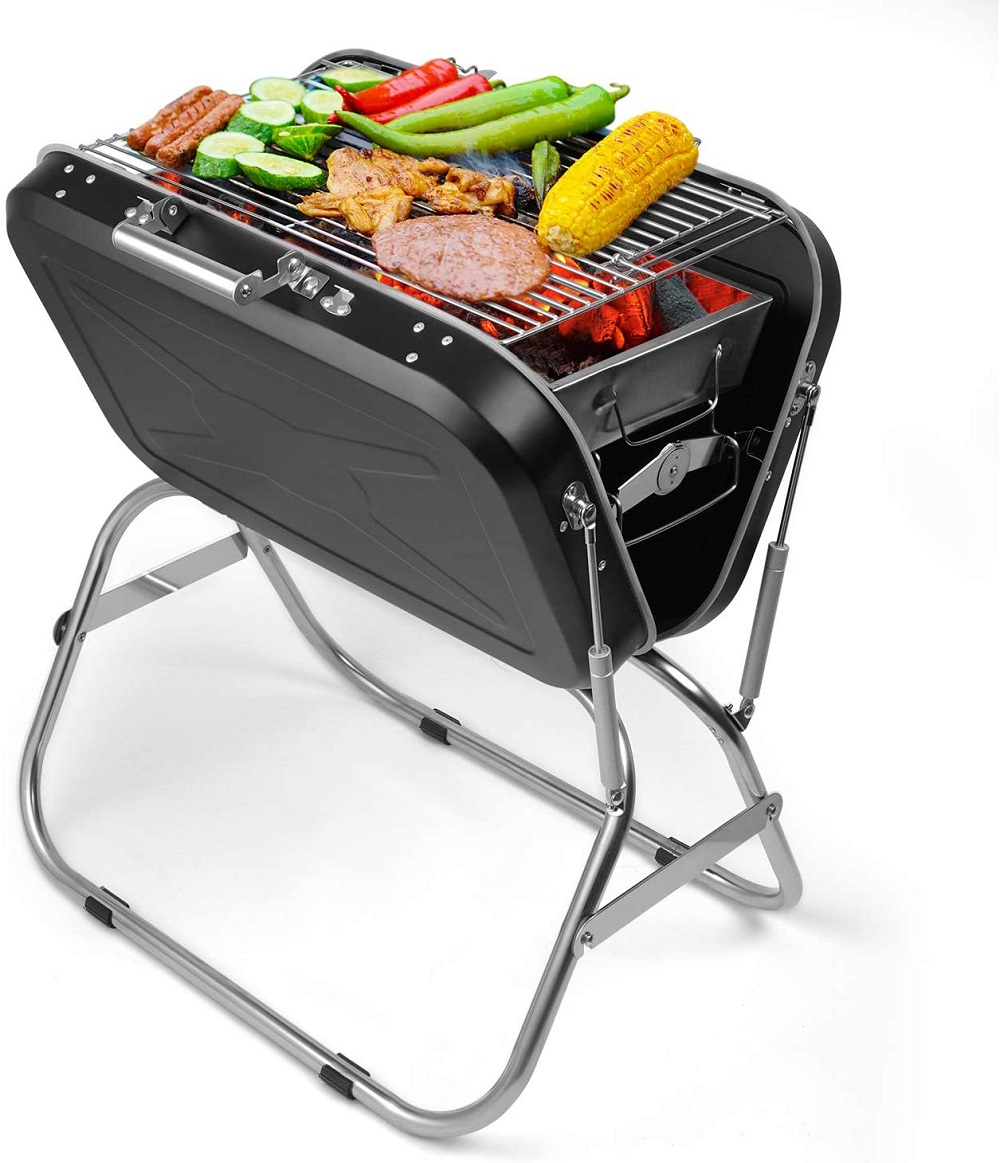 Charcoal BBQ Grill Outdoor Grill, SEGMART 24" Portable BBQ Charcoal Grill Lightweight BBQ Grill, Small Portable Charcoal Grill w/ Handle & Adjustable Grate, Stainless Steel, Easy to Clean, Black, H384 - image 2 of 10