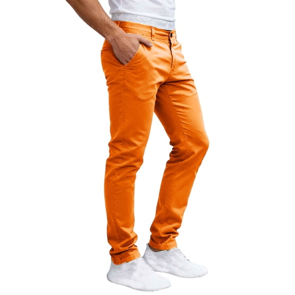 Mens Business Casual Pants Button Elastic Waist Slim Fit Solid Color Work Trousers with Pockets Fathers Gift