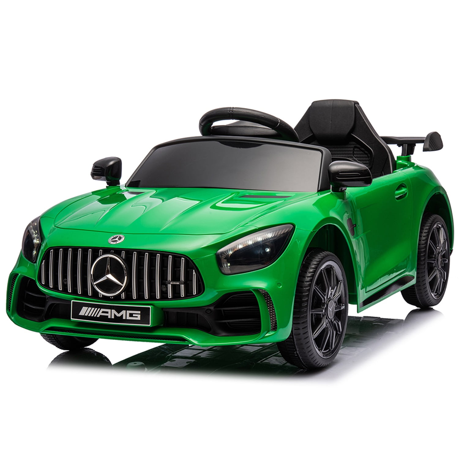 CIPACHO Licensed Mercedes-Benz AMG GTR Dual drive 12V Powered Ride Ons Sports Car with 2.4G Remote Control, Green