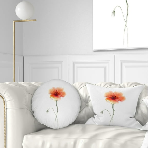 Designart Large Pink and Red Poppy Flower - Flower Throw Pillow - 12x20