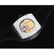 GUANQIN Men Automatic Wrist Watch Skeleton Tourbillon Tonneau Design Waterproof Adjustable Silicone Strap Business Luminous Sapphire Crystal Multifunction Clock