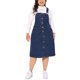 thumbnail image 2 of Vestido de mezclilla de talla grande Agnes Orinda para mujeres, con botones frontales, tirantes ajustables y falda tipo suspender 3X azul oscuro, 2 of 6