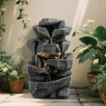 thumbnail image 7 of Aqzb Multi Tiers Cascading Rock Water Fountain, Outdoor Water Fountain with LED Light, Outside Patio Water Features Fountain, Garden Waterfall Decor for Patio, Backyard, Porch and Home Art Decor, 7 of 7