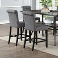 thumbnail image 5 of Modern Contemporary Set of 6pc High Chairs Charcoal Fabric Cushion Upholstered Tufted Back Dining Room Counter Height Chairs, 5 of 9