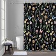 thumbnail image 5 of Spring Flowers Shower Curtain for Bathroom, Watercolor Pink White Floral Leaf Butterfly Dragonfly Black Waterproof Cloth Fabric Bathroom Accessories Set with 12 Rust Proof Plastic Hooks, 66"x72", 5 of 9
