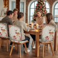 thumbnail image 5 of Christmas Deer Chair Covers Set of 1 Xmas Gift Bells Pine Cone Vintage Letter Chair Back Covers Stretch Removable Washable Slipcovers Protector for Dining Room Kitchen Party Decor, 5 of 5