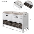 thumbnail image 3 of Harper & Bright Designs Storage Bench with Cushion and Rattan Basket, Shoe Bench with Storage Drawer for Hallway Entryway, White, 3 of 14