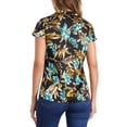 thumbnail image 3 of Blusas de trabajo de satén INSPIRE CHIC para mujeres, blusa casual de negocios con mangas de capucha, floral vintage, talla L, negra, 3 of 6
