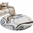 thumbnail image 2 of 3ft Round Rug, White Grey Marble Non-Skid Rubber Backing Large Area Rugs - Living Room Bedroom Home Office, Modern Abstract Art Ink Painting Indoor Floor Mat Carpets Washable Rug, 2 of 9