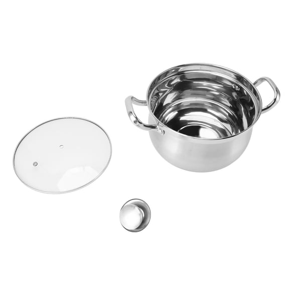 BIMZUC 24‑cm Stainless Steel Soup Pot – Spill‑Proof, Dual‑Handle Design with Glass Lid, Ideal for Soups, Stews & Noodles