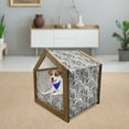 thumbnail image 3 of Garden Art Pet House, Botanical Pattern with Hand Drawn Flowers Frangipani Mimosa and Lotus, Outdoor & Indoor Portable Dog Kennel with Pillow and Cover, 5 Sizes, Black White Pale Grey, by Ambesonne, 3 of 5