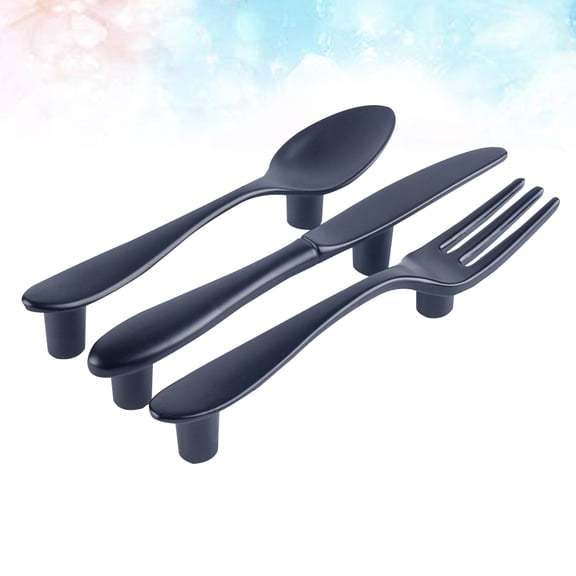 WEAVILUX Kitchen Drawer Handles Fork Shape Pull Black 3Pcs