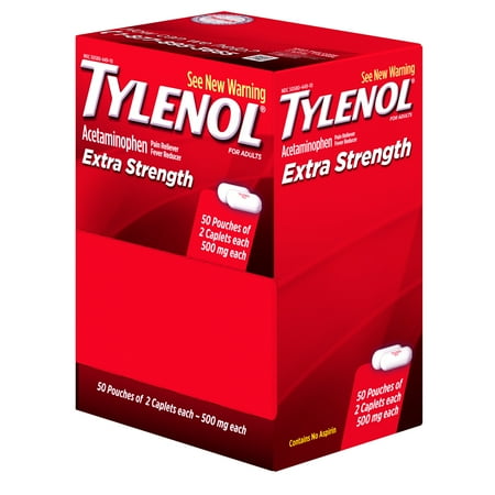 Tylenol Extra Strength Caplets with Acetaminophen, 2-pack of 50 ct