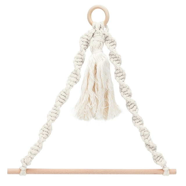 Soporte para papel de cocina, colgador de cuerda de cáñamo tejido con borla para colgar fotos, organización, color beige