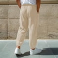 thumbnail image 5 of Cargo Pants For Men, Pants for Men Straight Leg Linen Pants Elastic Waist Drawstring Trousers Casual Beach Bussiness Dress Loose Fit Pant with Pockets Khaki XXXL, 5 of 8