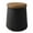 Black-Cylinder, variant on MOALCOFER Outdoor Round Side Table with Concrete Top and Faux-Wood Accent for Patio,Black