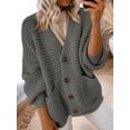 thumbnail image 4 of Women'S -Fashion Casual Open Front V Neck Long Sleeve Chunky Knit Cardigan Sweaters Outerwear Coats Gray L, 4 of 5