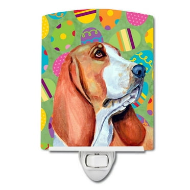 Caroline's Treasures LH9422CNL Basset Hound Easter Eggtravaganza Ceramic Night Light, 6x4x3", multicolor
