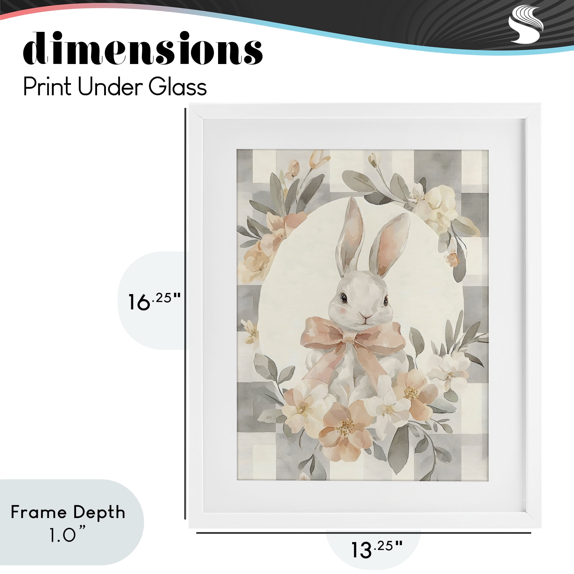 Stupell Industries Adorable Bunny in Wreath White Framed Print Under Glass, design by Creative Studio