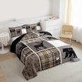 thumbnail image 3 of Homewish Rustic Outdoor Adventure Queen Comforter Set,Jungle Deer Bear Bedding Sets,Brown Patchwork Checkered Bedding Comforter Set For Kids,Ultra Soft Home Decor Reversible,3pcs, 3 of 8