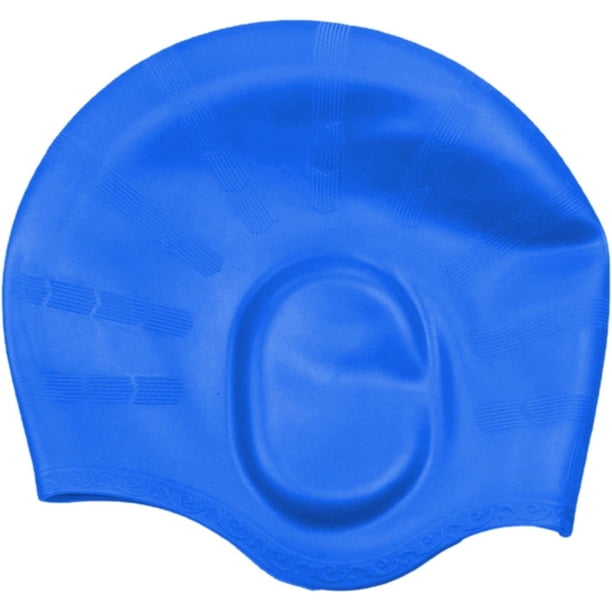 Gorro de natación con protección para los oídos, impermeable, gorro de natación de silicona, gorro de natación suave y elástico, natación de buceo (2 piezas)