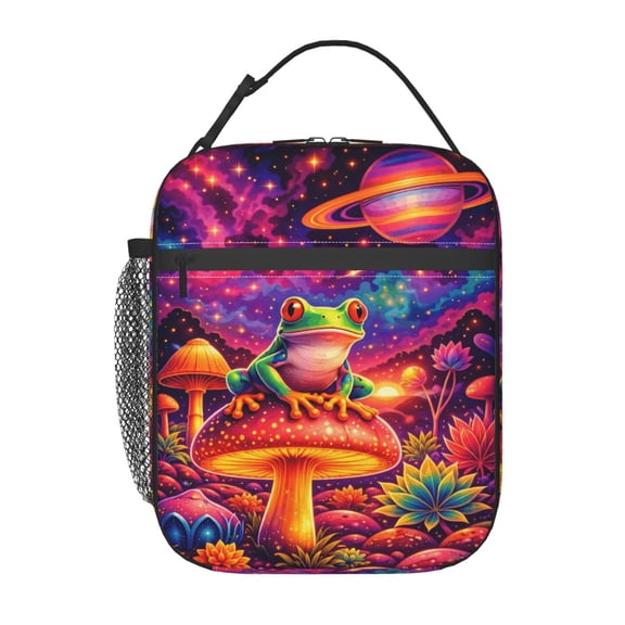 Frog Mushroom Lunch Bag Reusable Thermal Lunch Tote with Handle for Women and Men