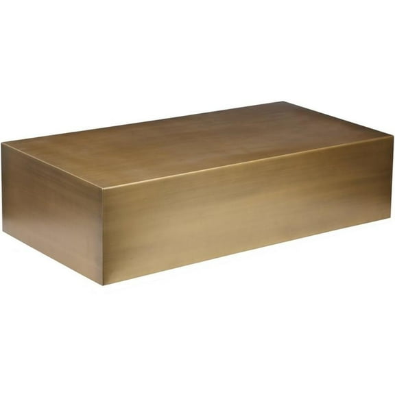 Pemberly Row Contemporary Metal Coffee Table in Brushed Brass