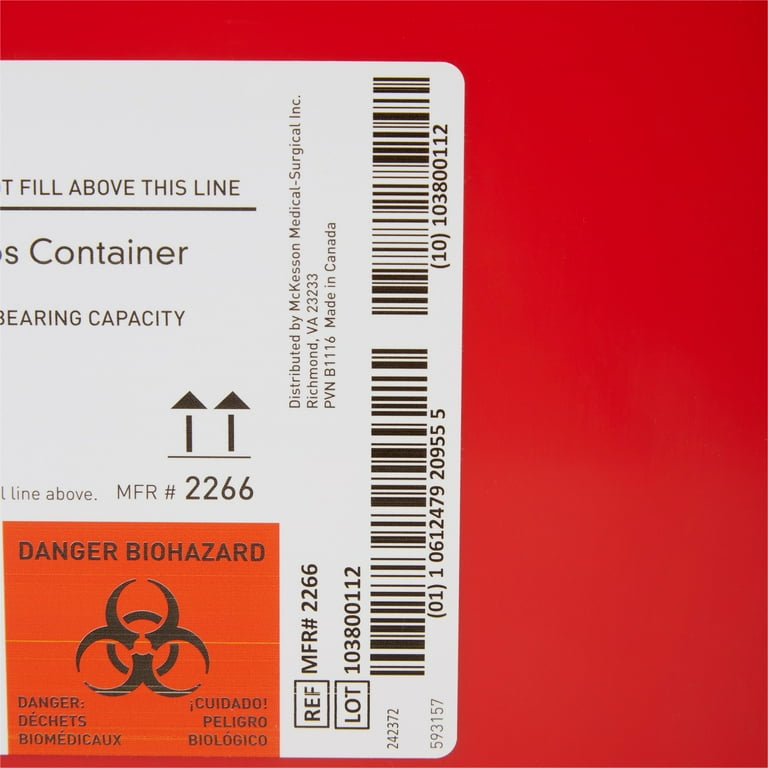 McKesson Biohazard Sharps Container, Puncture-Resistant Lockable