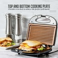 thumbnail image 5 of Electric Panini Press Grill with Nonstick Plates, LED Indicator Lights, Thermostat Control, Compact Sandwich Maker Perfect for Cooking Breakfast, Steaks, Eggs Snacks & More, Copper GP0110CO, 5 of 18