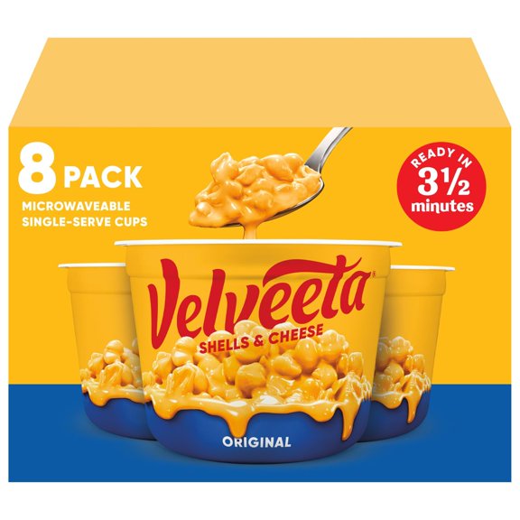 Velveeta Shells Cheese Original Mac and Cheese Cups Easy Microwavable Dinner - 19.1oz/8ct - Pack of 2