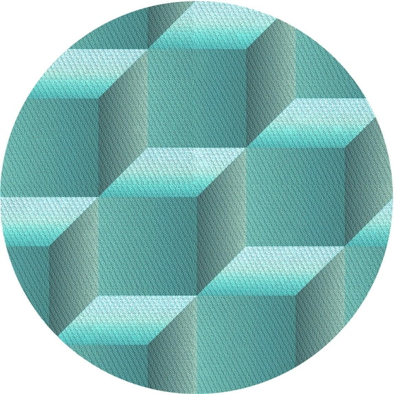 Ahgly Company Indoor Square Patterned Deep-Sea Green Area Rugs, 3' Square