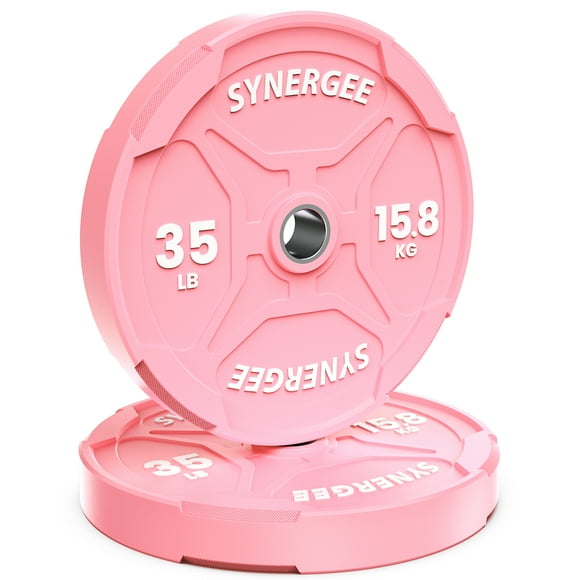 Synergee Bumper Plates – Durable Olympic Weight Plates, Low-Bounce Rubber for Strength Training, Powerlifting, and Functional Workouts.