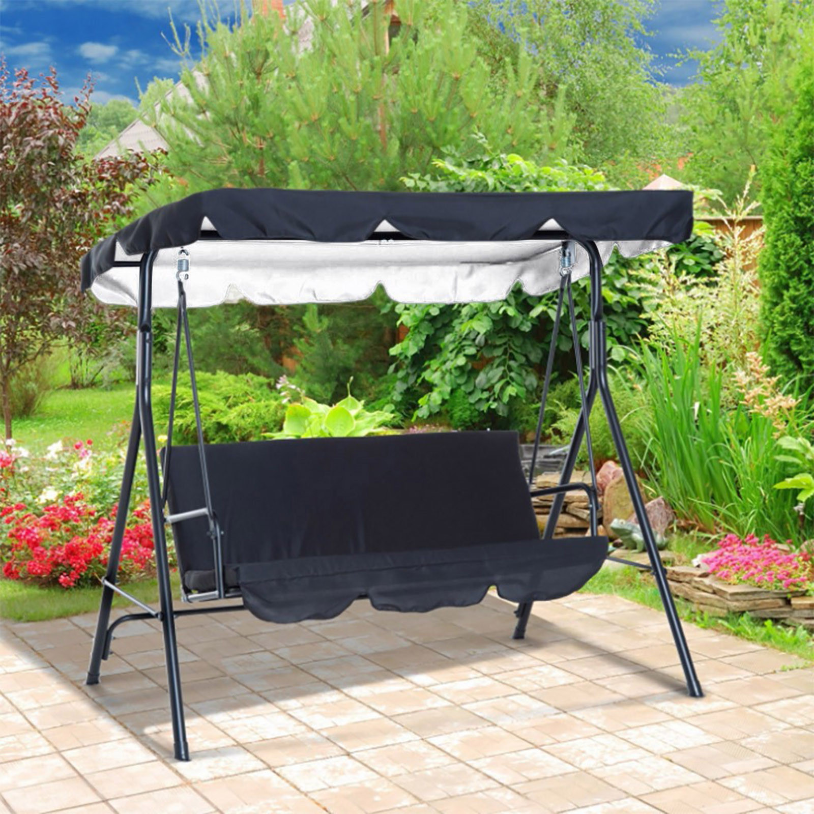 Toyfunny Outdoor Swing Cushion 3 Seater Swing Chair Cushion Waterproof Swing Seat Pads - image 3 of 3