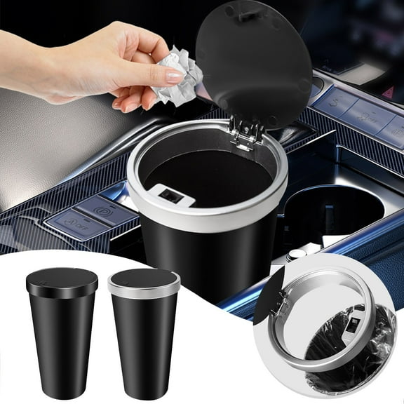 Car Trash Can, Leakproof Car Trash Bin with Lid, Small Trash Can for Car, Vehicle Car Garbage Can for Cup Holder & Vehicle Trash Bag for Truck SUV Auto Interior Accessories Organizer - Xuniizn