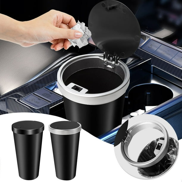 Bote de basura para automóviles | Cubo de basura montado en vehículo con tapa abierta a presión | Cesta de almacenamiento de plástico multifuncional | Ahorro de espacio para automóviles