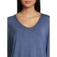thumbnail image 4 of Time and Tru Women's Washed V-Neck T-Shirt with Long Sleeves, Sizes XS-XXXL, 4 of 5