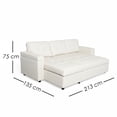 thumbnail image 3 of Ilios Innova | Sofá Cama Kairo Blanco de Tela Chaise Longue/Cama Extraíble 3 Plazas Estructura de Madera Funcional y Moderno, 3 of 9