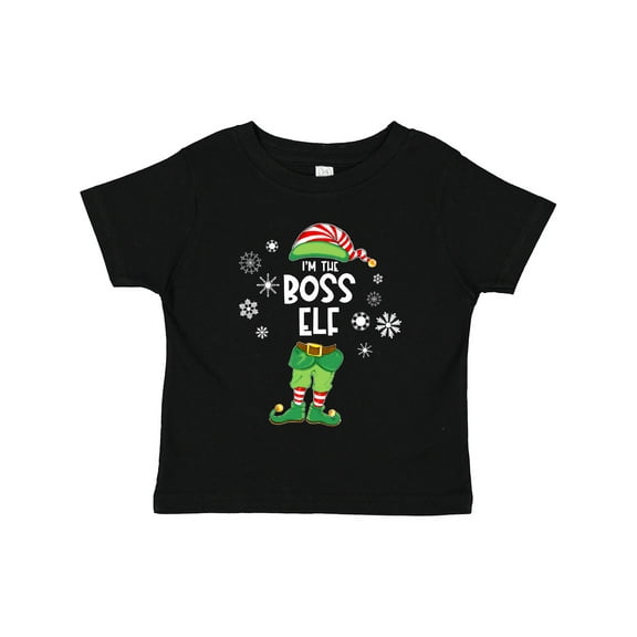 Inktastic Funny Christmas I'm the Boss Elf with Shoes and Hat Boys or Girls Toddler T-Shirt