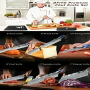 DFITO 9-Piece Kitchen Knife Set, Stainless Steel Professional Cutlery Knife with Sheaths, Storage Bag