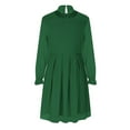 thumbnail image 5 of ZACPNCV Girls Contrast Mesh Long Sleeve High Waist A Line Short Dress with Pockets Green 15-16 Years, 5 of 9