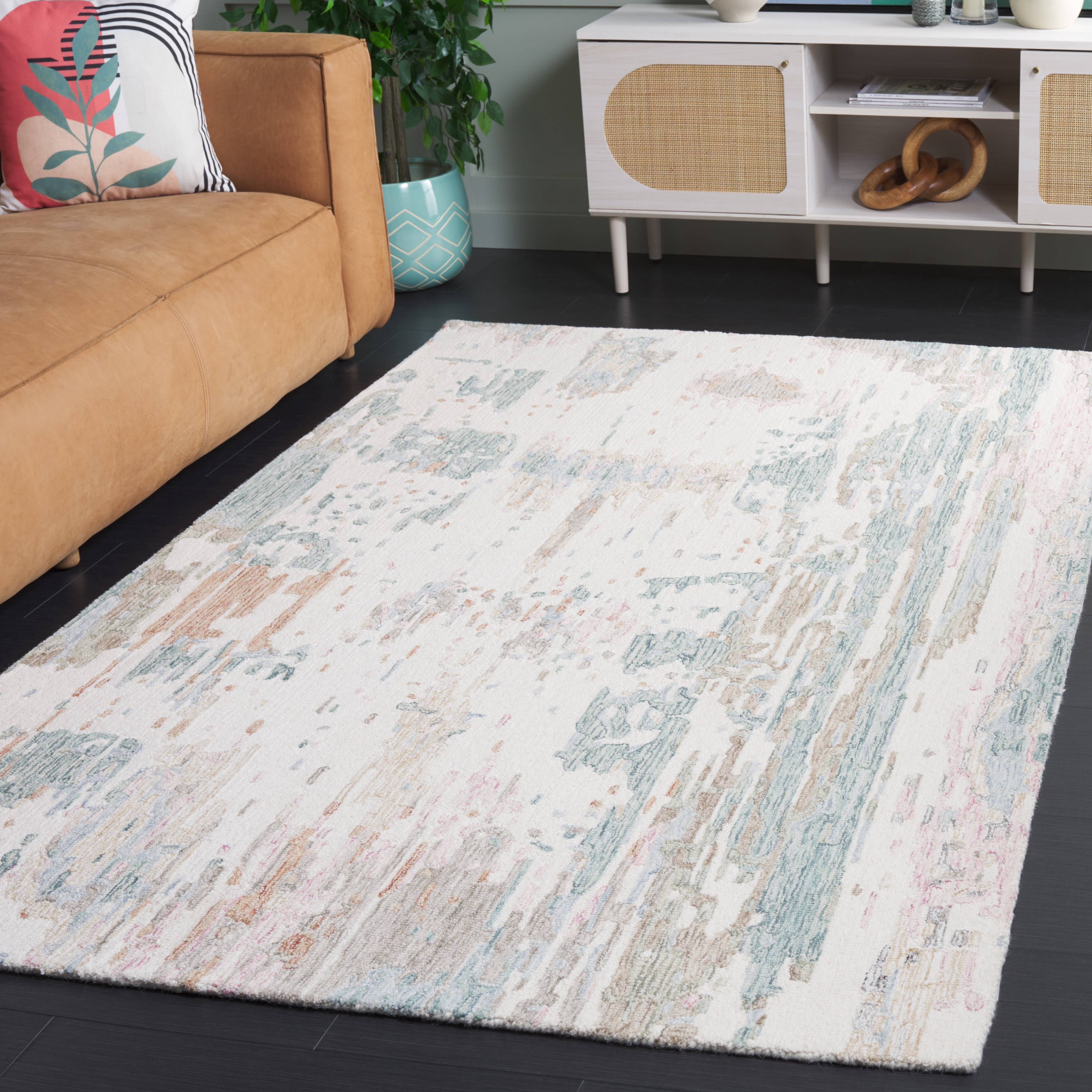 SAFAVIEH Metro Teague Abstract Area Rug, Ivory/Green, 5' x 8'