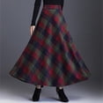 thumbnail image 5 of Womens Plaid Skirt Fall Long A-Line High Elastic Waisted Skirt Winter Vintage Woolen Tartan Skirts with Pockets, 5 of 6