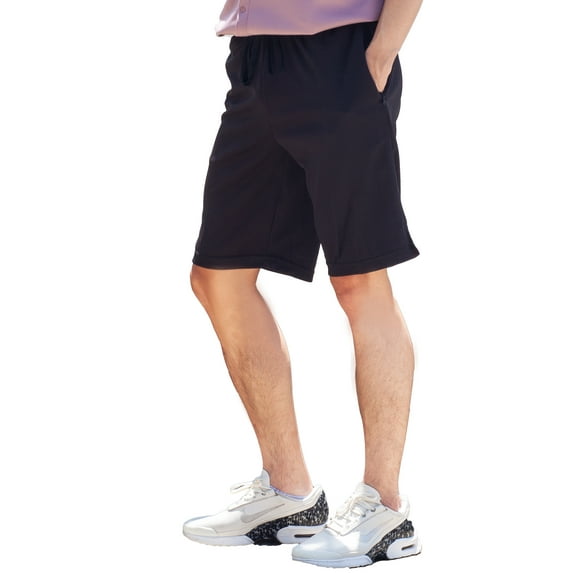 Mens Shorts with Zipper Pockets Quick Dry Travel Shorts (Medium, Black)
