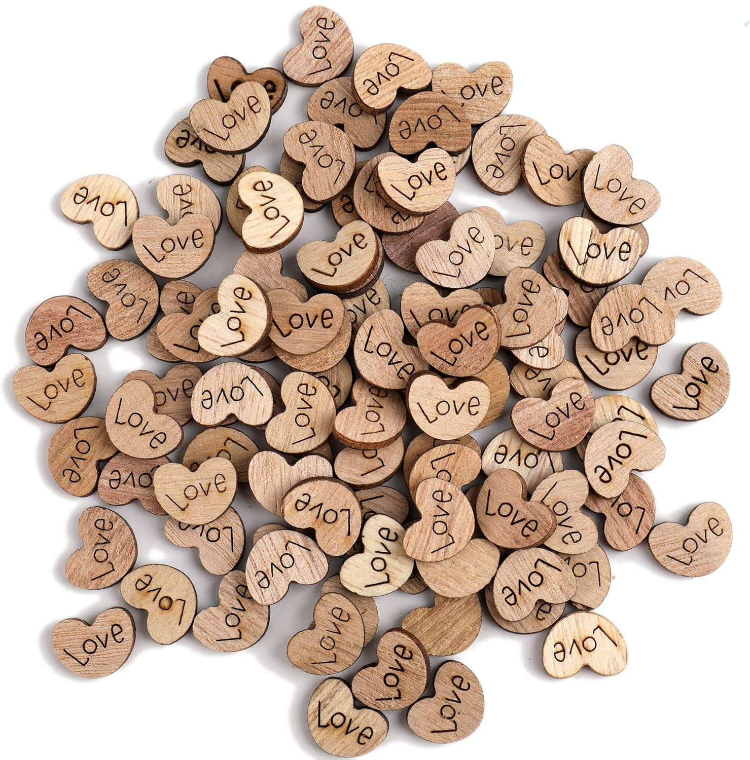 1000pcs Rustic Wooden Wood Love Heart Wedding Table Scatter Decoration Crafts 