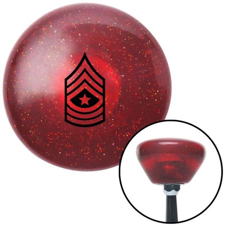 American Shifter Black Sergeant Major Red Retro Metal Flake Shift Knob with M16 x 1.5 Insert Shifter Brody