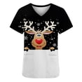 thumbnail image 4 of LSLJS Christmas Blouse de Noël à Manches Courtes Col en V avec Poches Imprimées pour Femmes, Scrub Tops, 4 of 5
