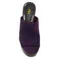 thumbnail image 5 of FSJ Women Casual Round Open Toe Mules Platform Slides Sandal Backless Wooden Block Chunky Heel Summer Dressy Slippers Shoes Size 13 Purple, 5 of 5